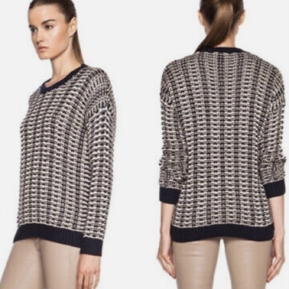Vince mercerized cotton blue tan sweater medium